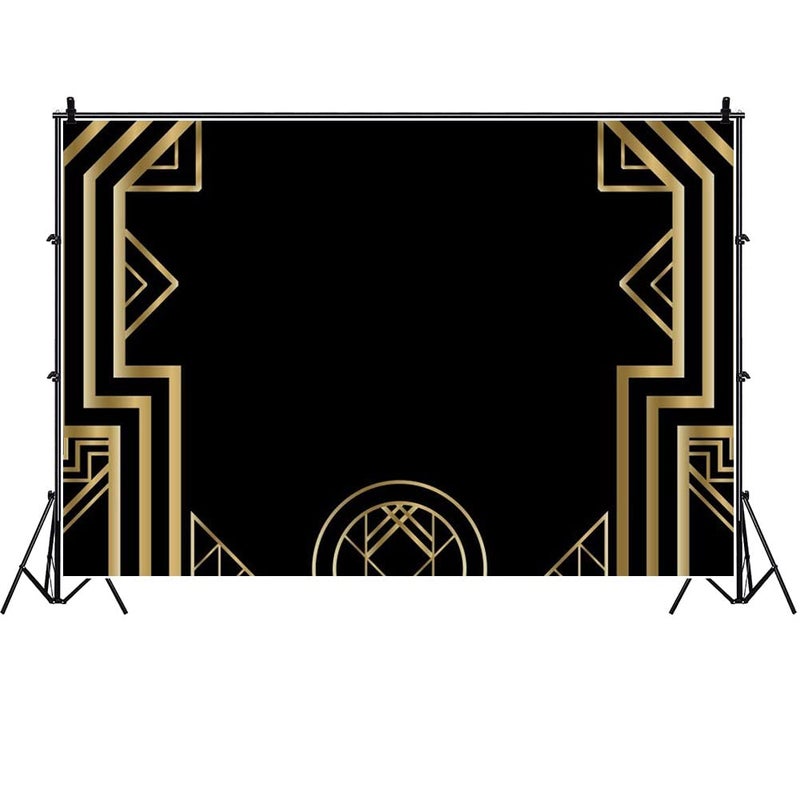 Laeacco Art Deco Vintage Background 10x8ft Black and Gold Photography Background Golden Abstract Geometric 3D Ornament Modern Style Backdrops luxurious Birthday Wedding Party Banner Child Kid Portrait - Image 3